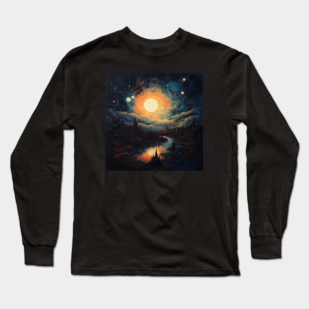 Cosmic Canvas: Whimsical Art Prints Featuring Abstract Landscapes, Galactic Wonders, and Nature-Inspired Delights for a Modern Space Adventure! Long Sleeve T-Shirt by insaneLEDP